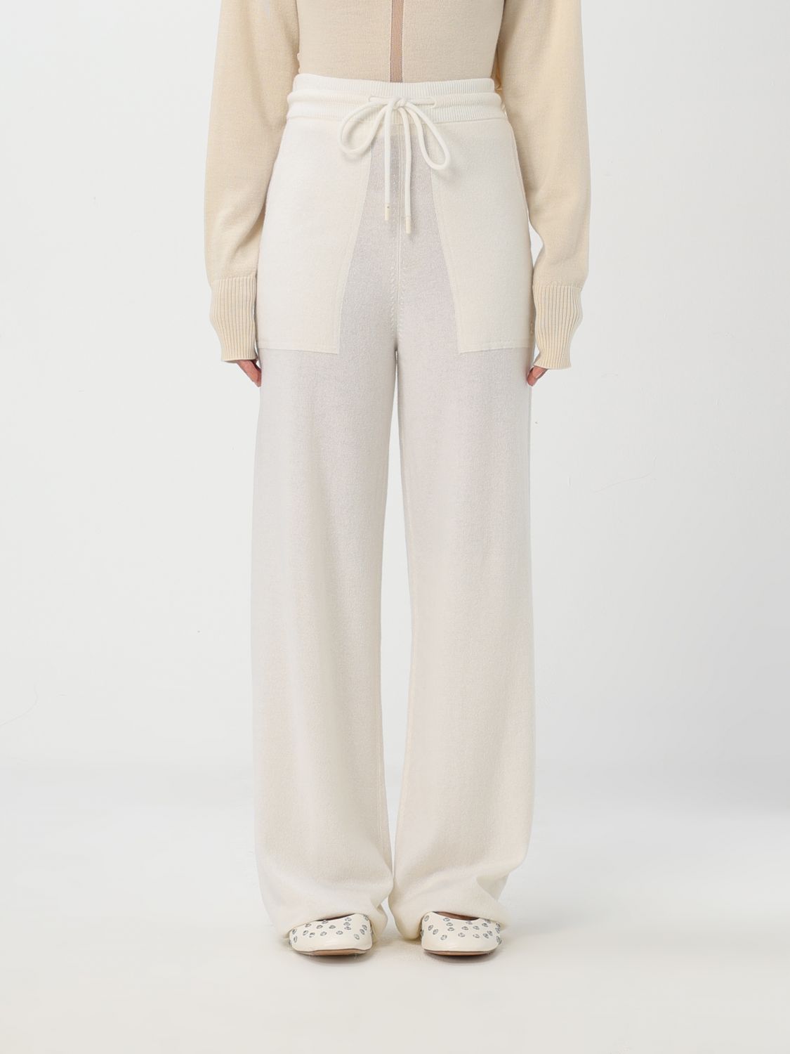 Shop Max Mara Pants  Woman Color White In Weiss