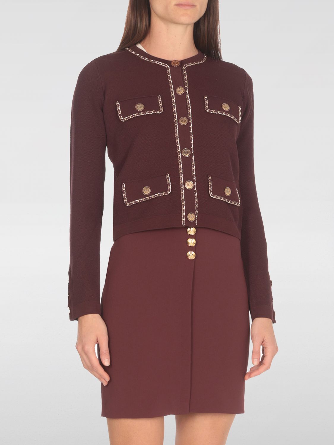 Elisabetta Franchi Cardigan  Woman Color Burgundy In Burgunderrot