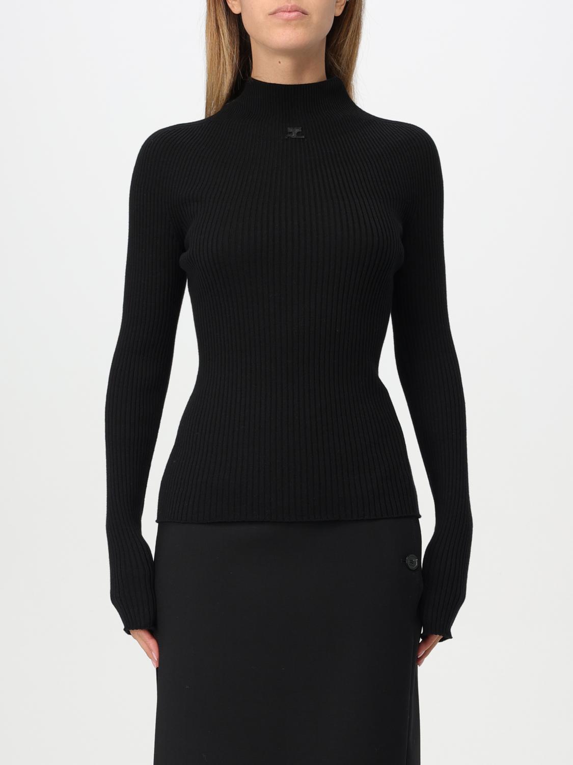 Shop Courrèges Sweater Woman Color Black In Schwarz