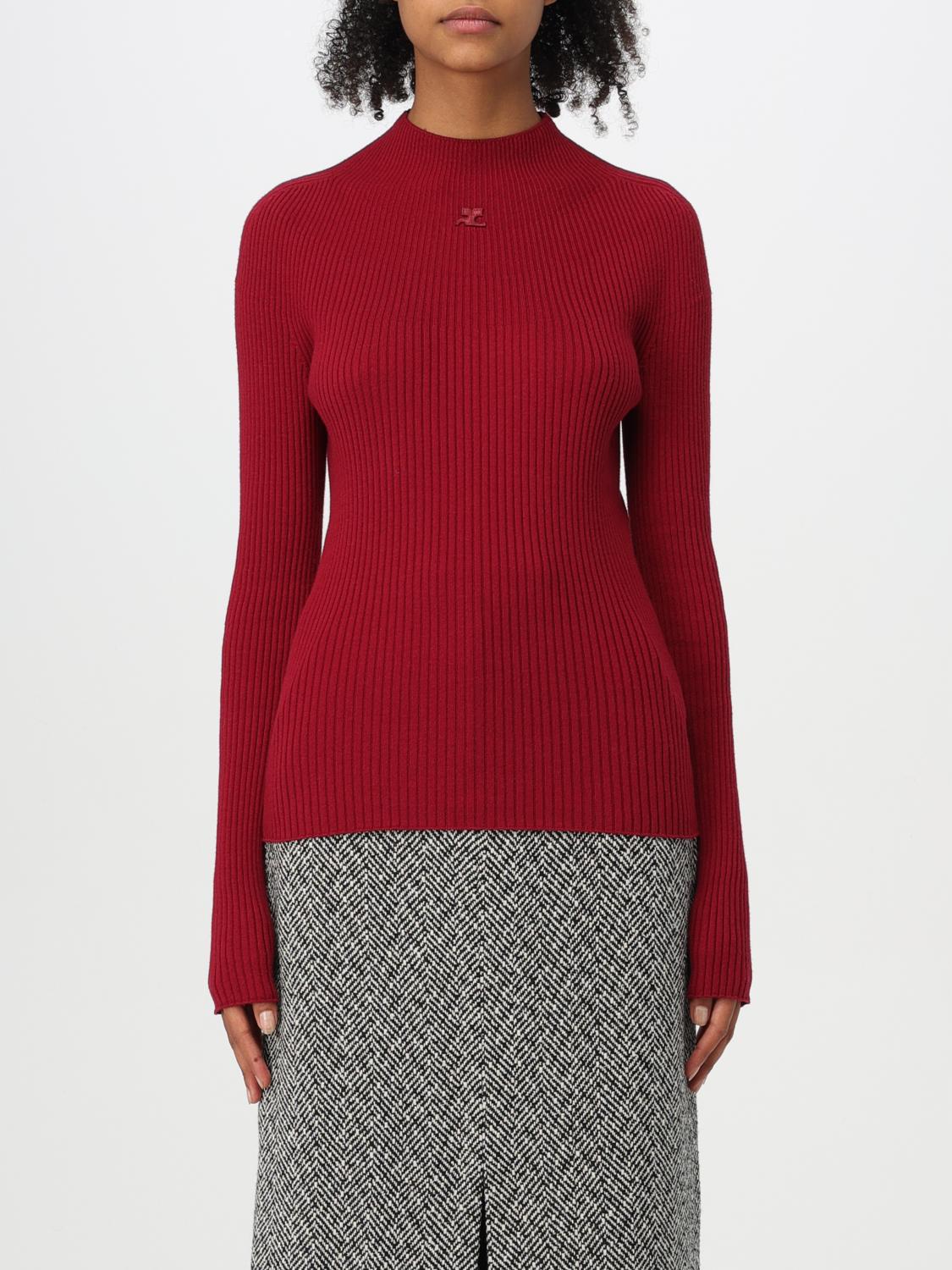 Shop Courrèges Sweater  Woman Color Burgundy In Burgunderrot