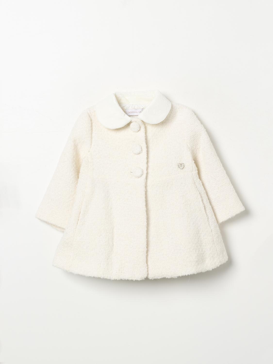 Shop Monnalisa Coats  Kids Color Cream