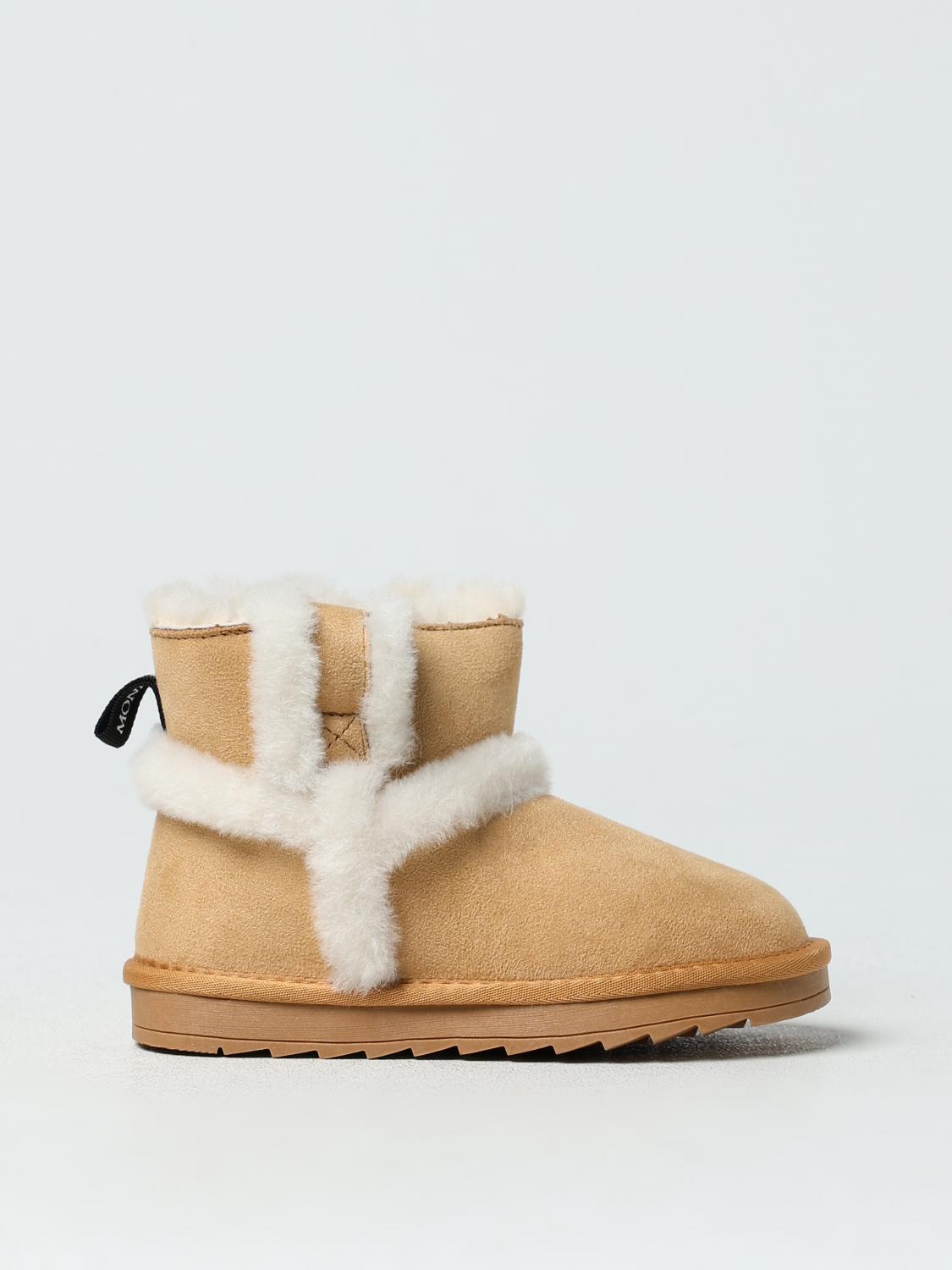 Monnalisa Shearling-trim Suede Boots In Beige