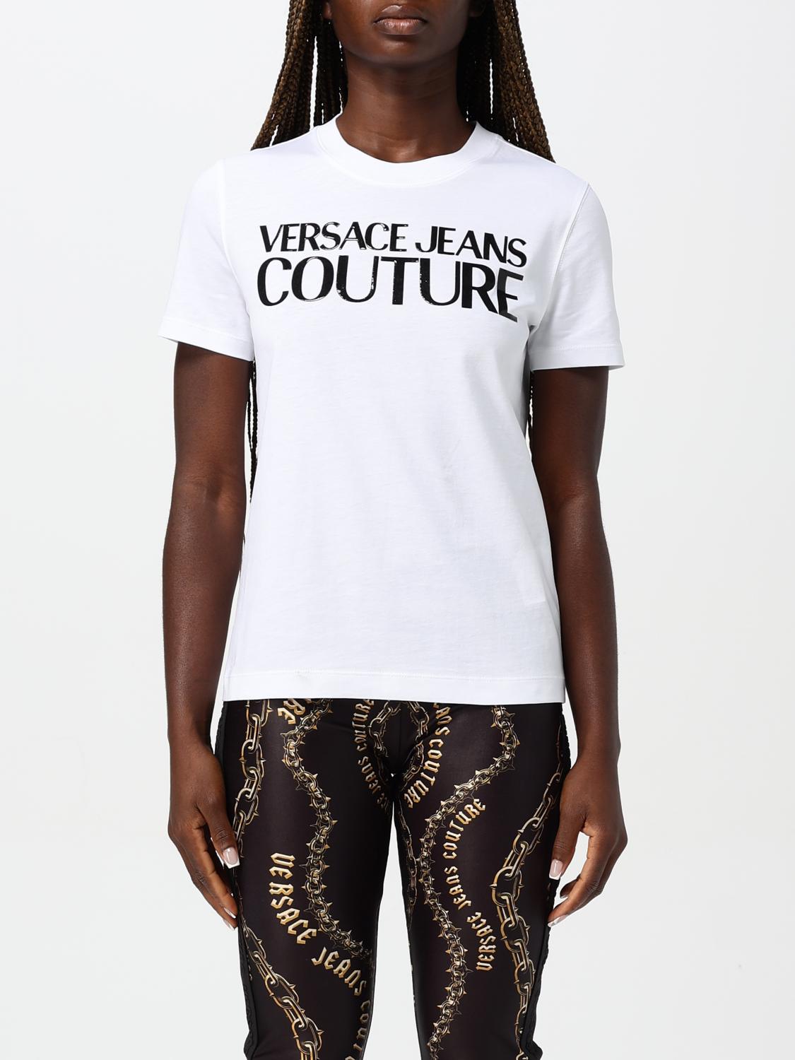 Versace Jeans Couture White Institutional Logo T-shirt In Weiss