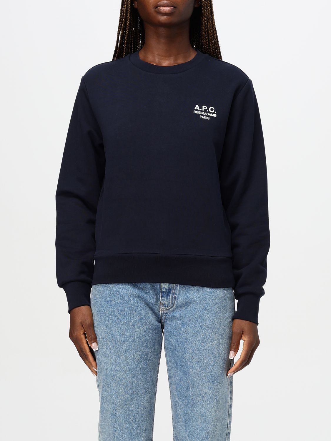 Shop Apc Sweatshirt A.p.c. Woman Color Blue In Blau