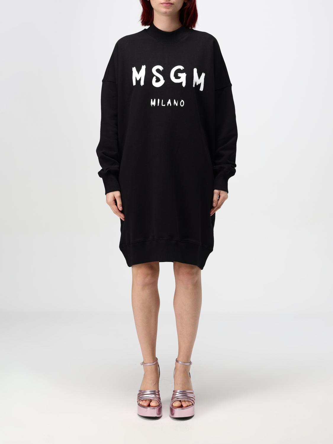 Shop Msgm Dress  Woman Color Black In Schwarz