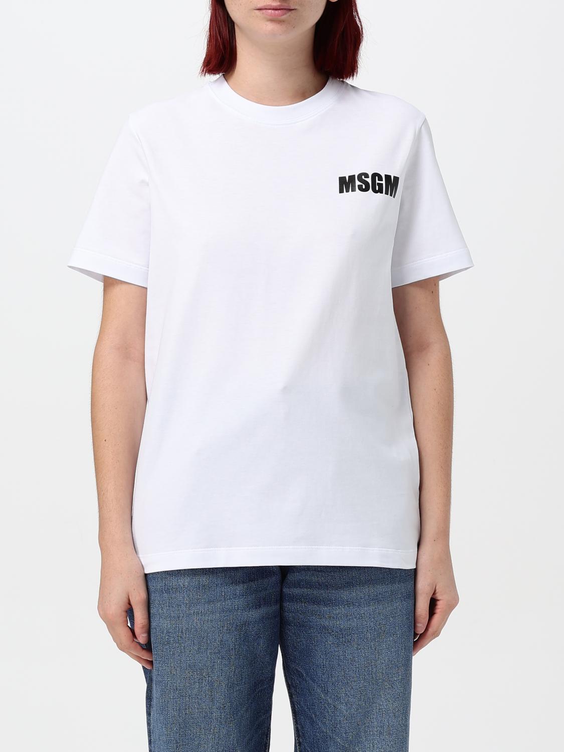 Shop Msgm T-shirt  Woman Color White In Weiss