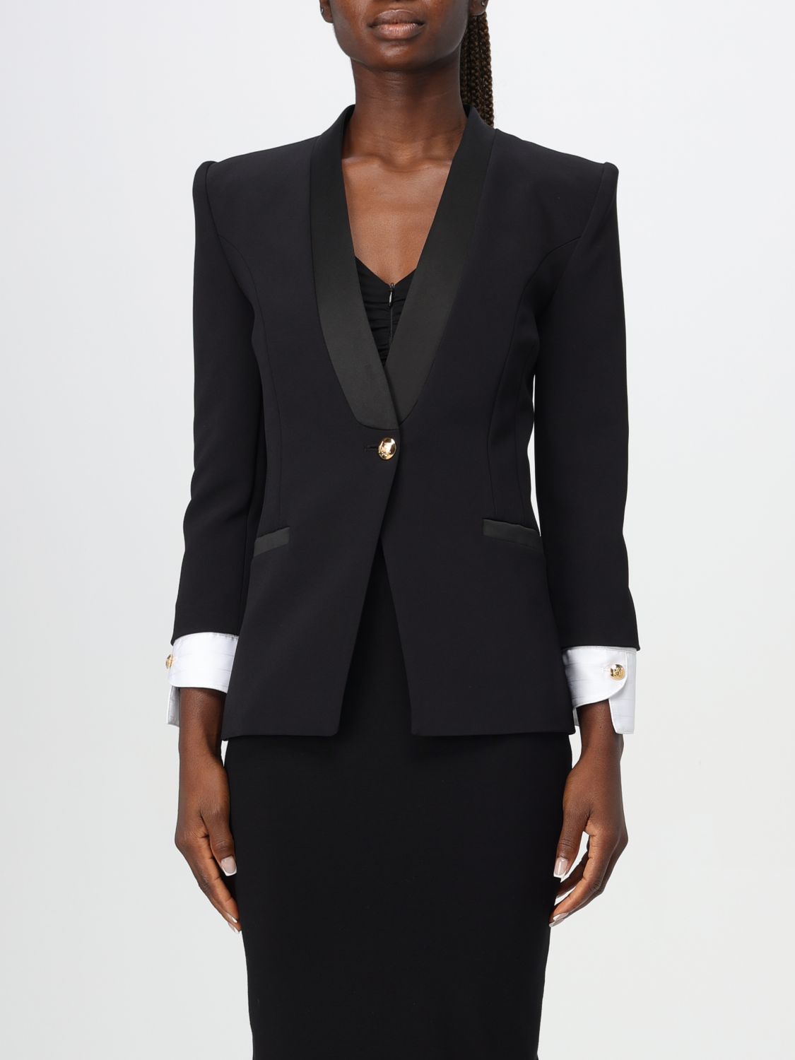 Shop Elisabetta Franchi Blazer  Woman Color Black In Schwarz