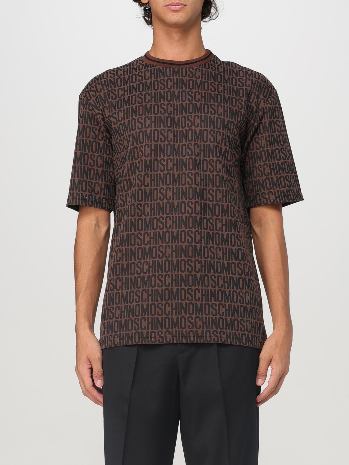 Moschino Couture T-shirt With All Over Logo In Braun