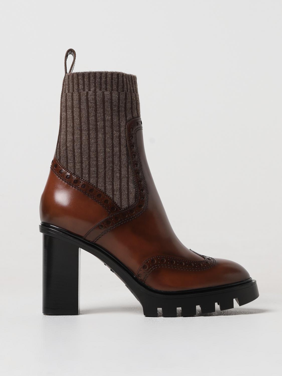 Shop Santoni Flat Ankle Boots  Woman Color Brown In Braun