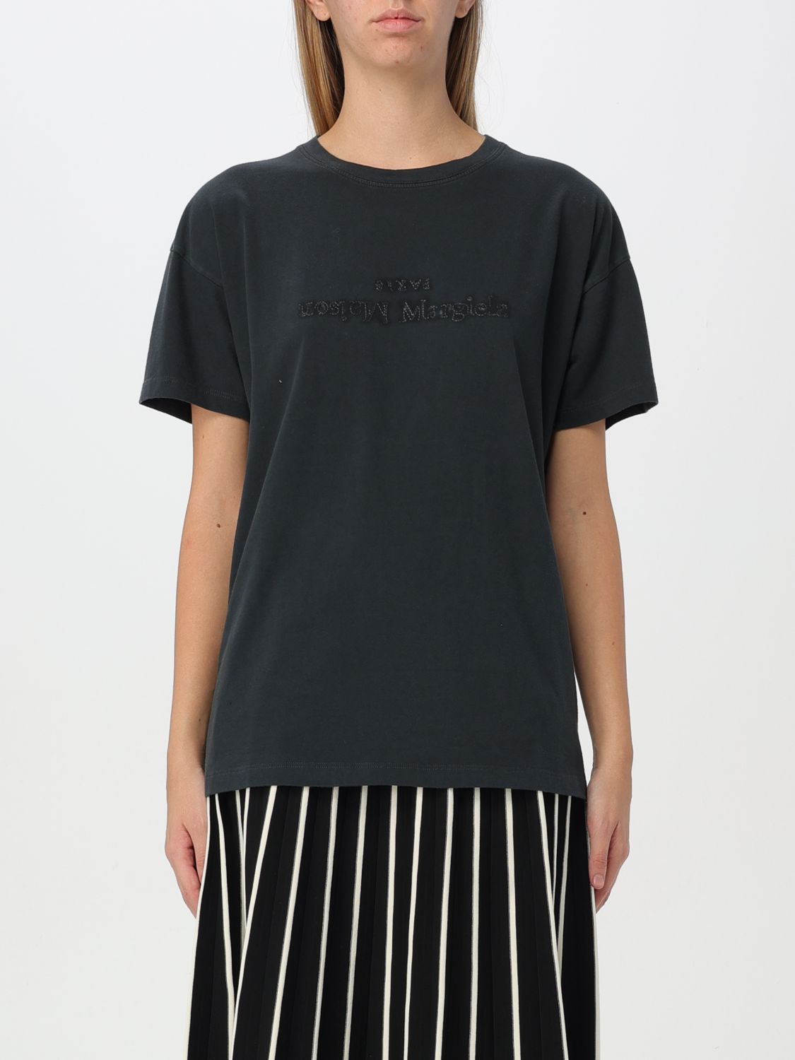 Shop Maison Margiela T-shirt  Woman Color Black In Schwarz