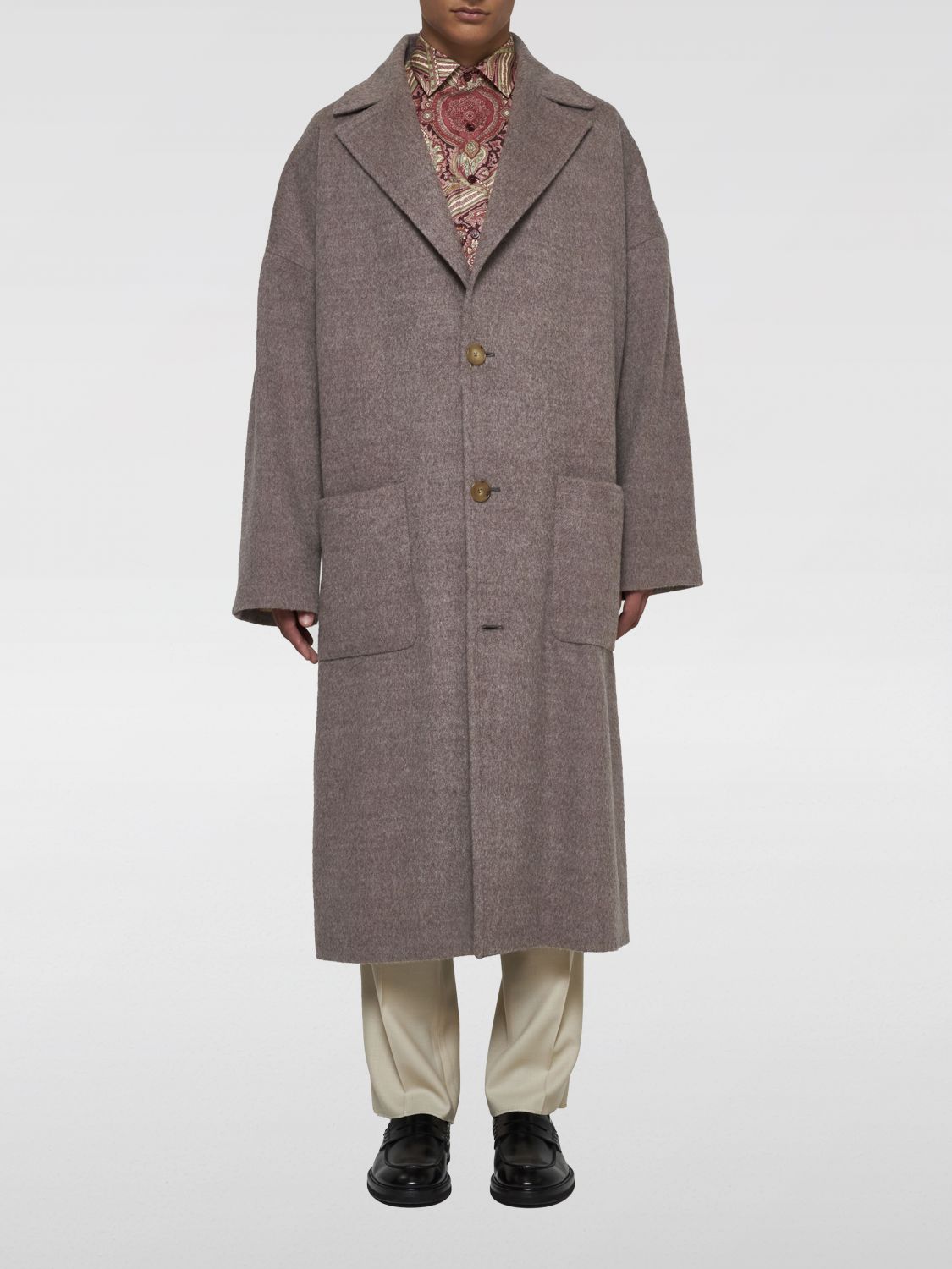 Shop Etro Coat  Men Color Grey In Grau