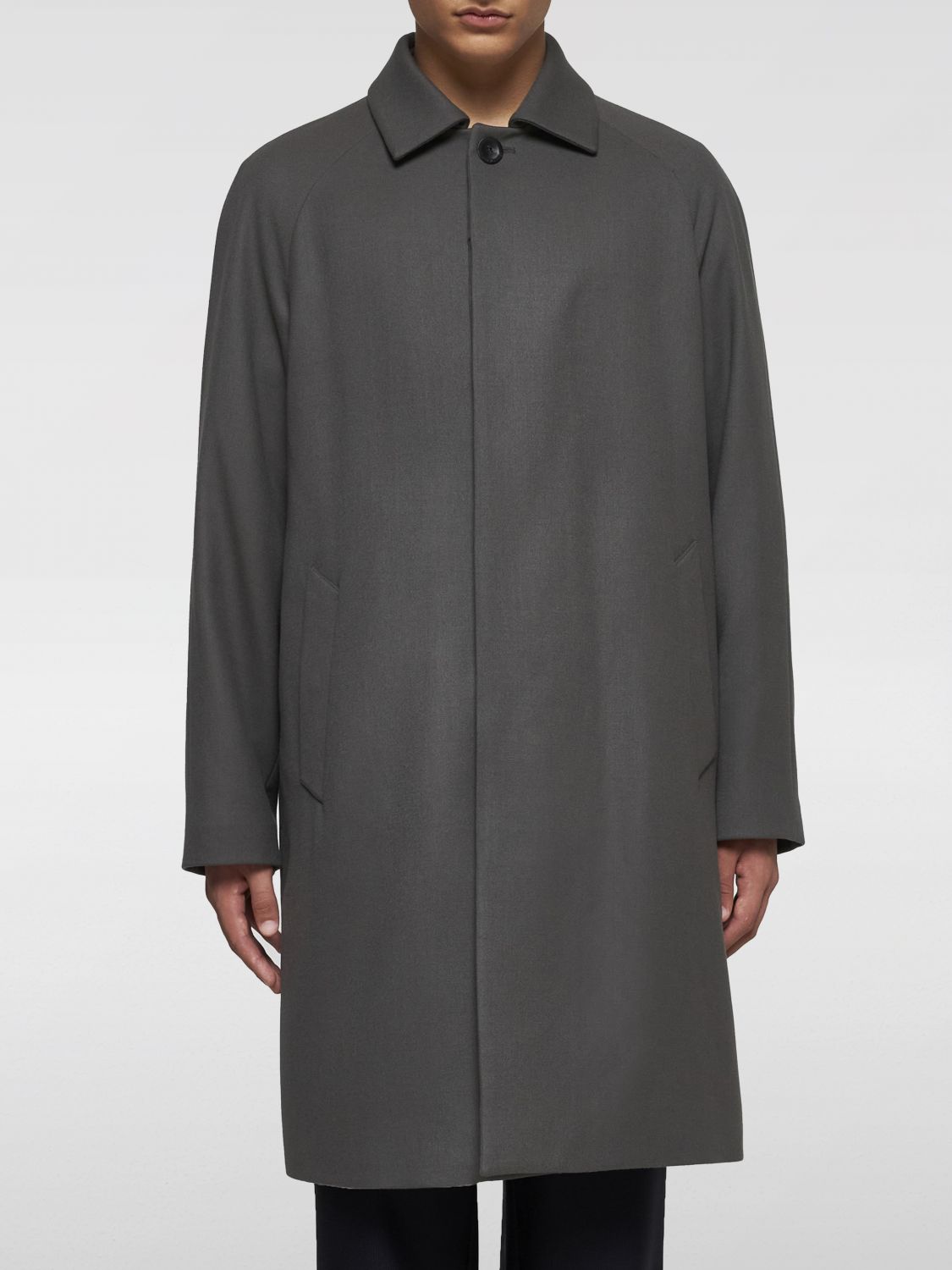 Shop Giorgio Armani Coat  Men Color Grey In Grau