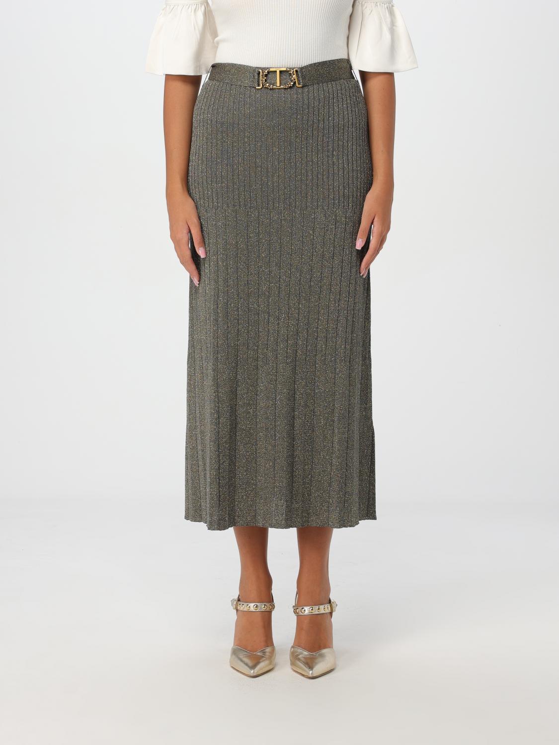 Shop Twinset Skirt  Woman Color Dove Grey In Taubengrau