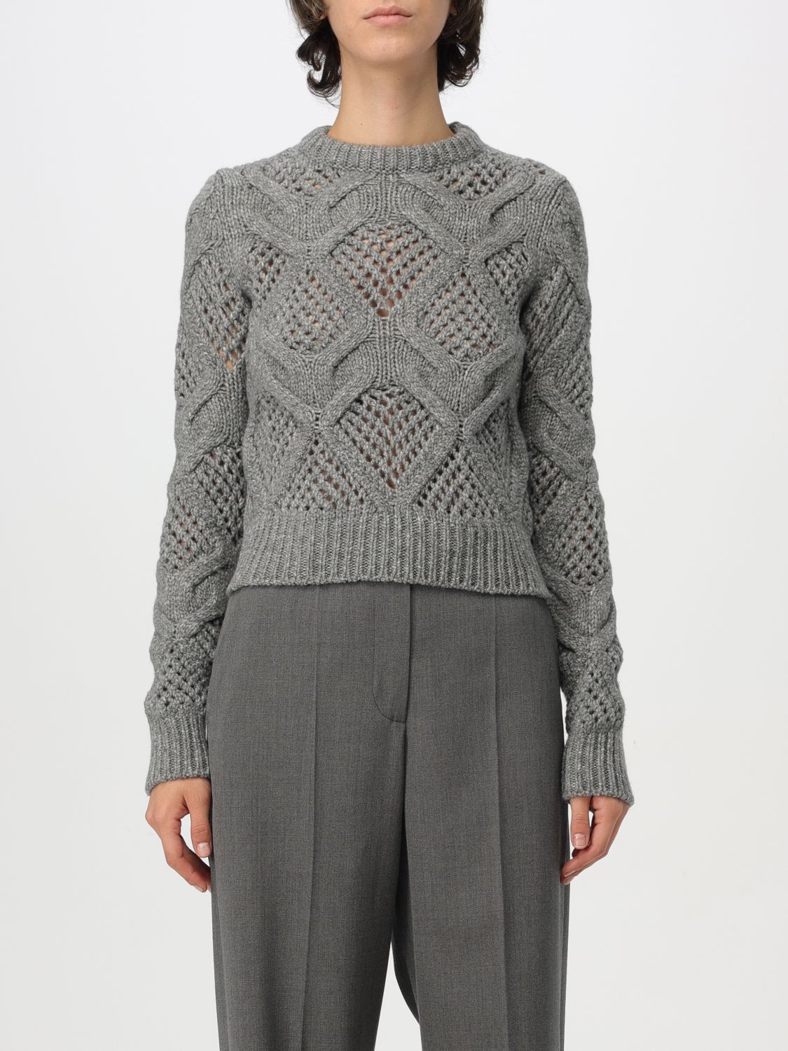 Shop Sportmax Sweater  Woman Color Grey In Grau