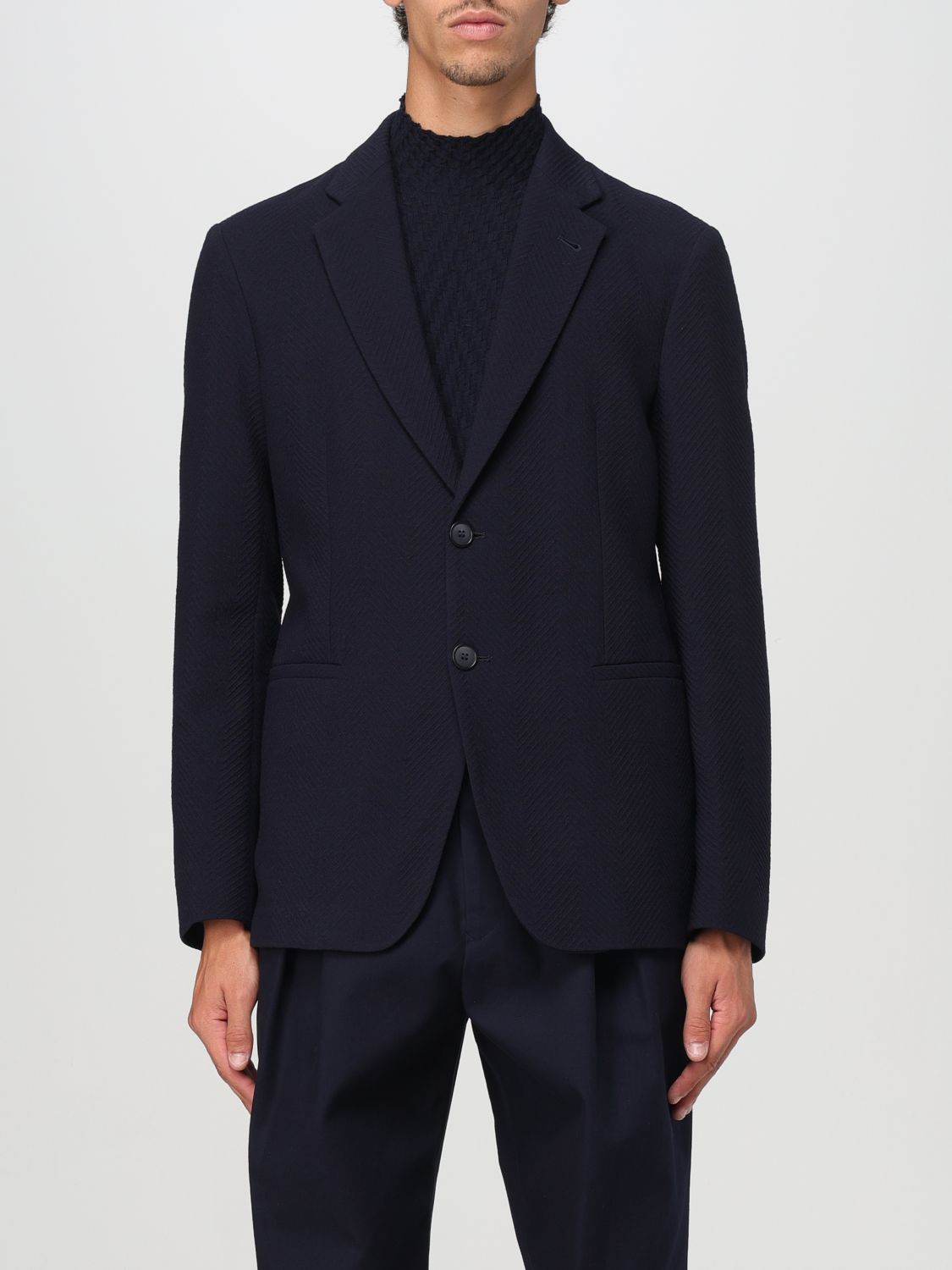 Shop Giorgio Armani Blazer  Men Color Blue In Blau