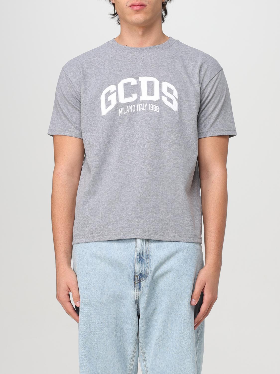 Gcds Man T-shirt Grey Size Xl Cotton In Grau