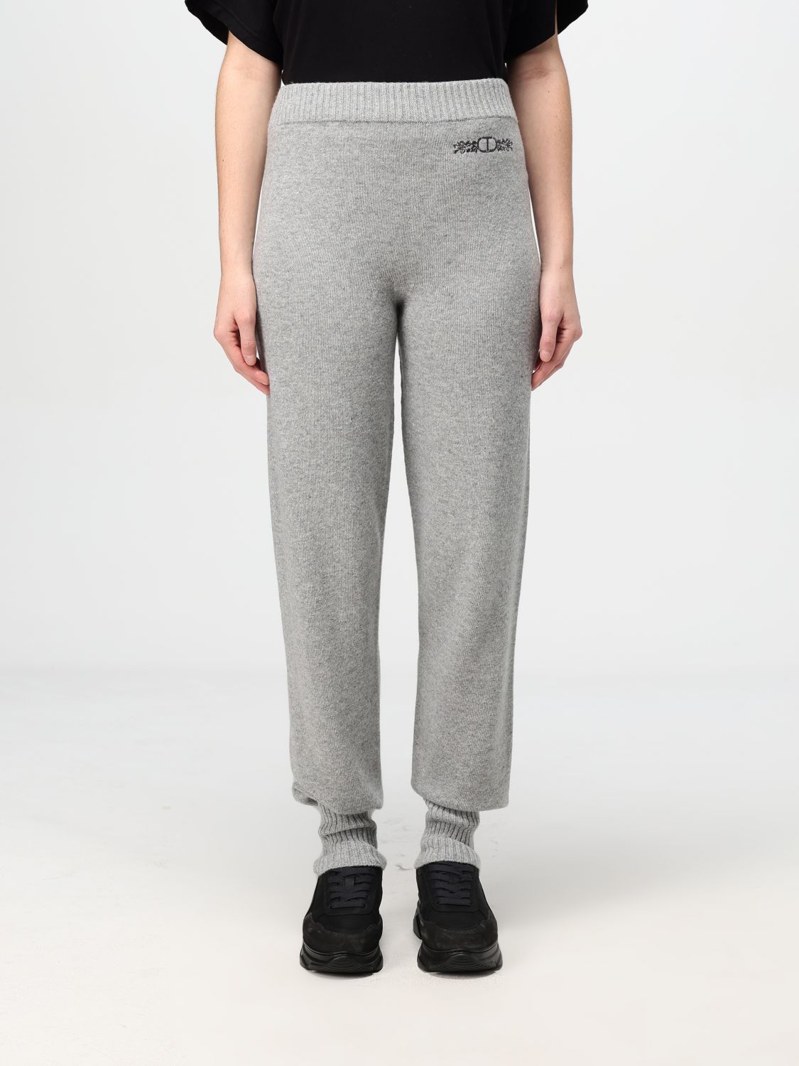 Shop Twinset Pants  Woman Color Grey In Grau