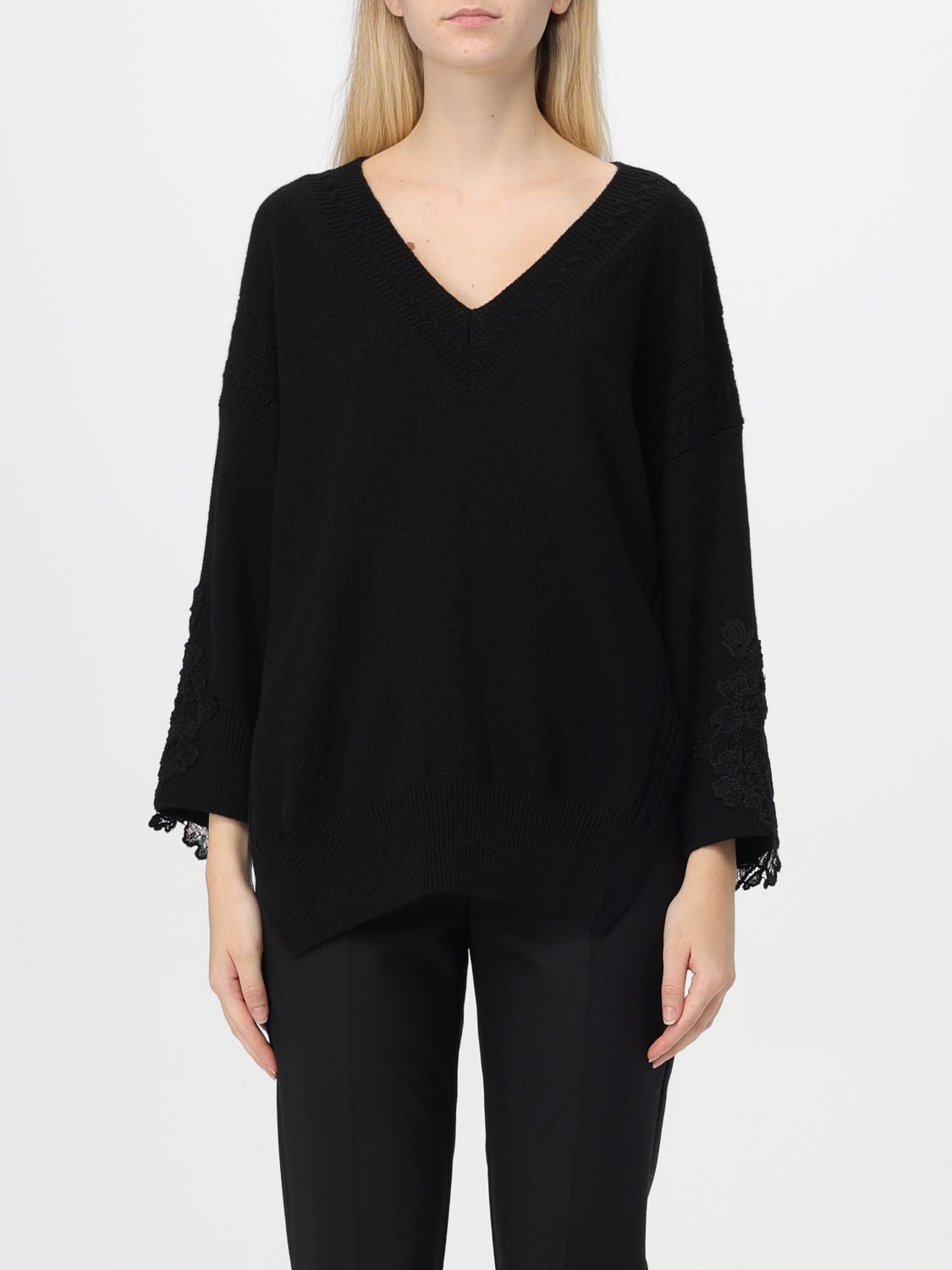 Shop Ermanno Scervino Sweater  Woman Color Black In Schwarz