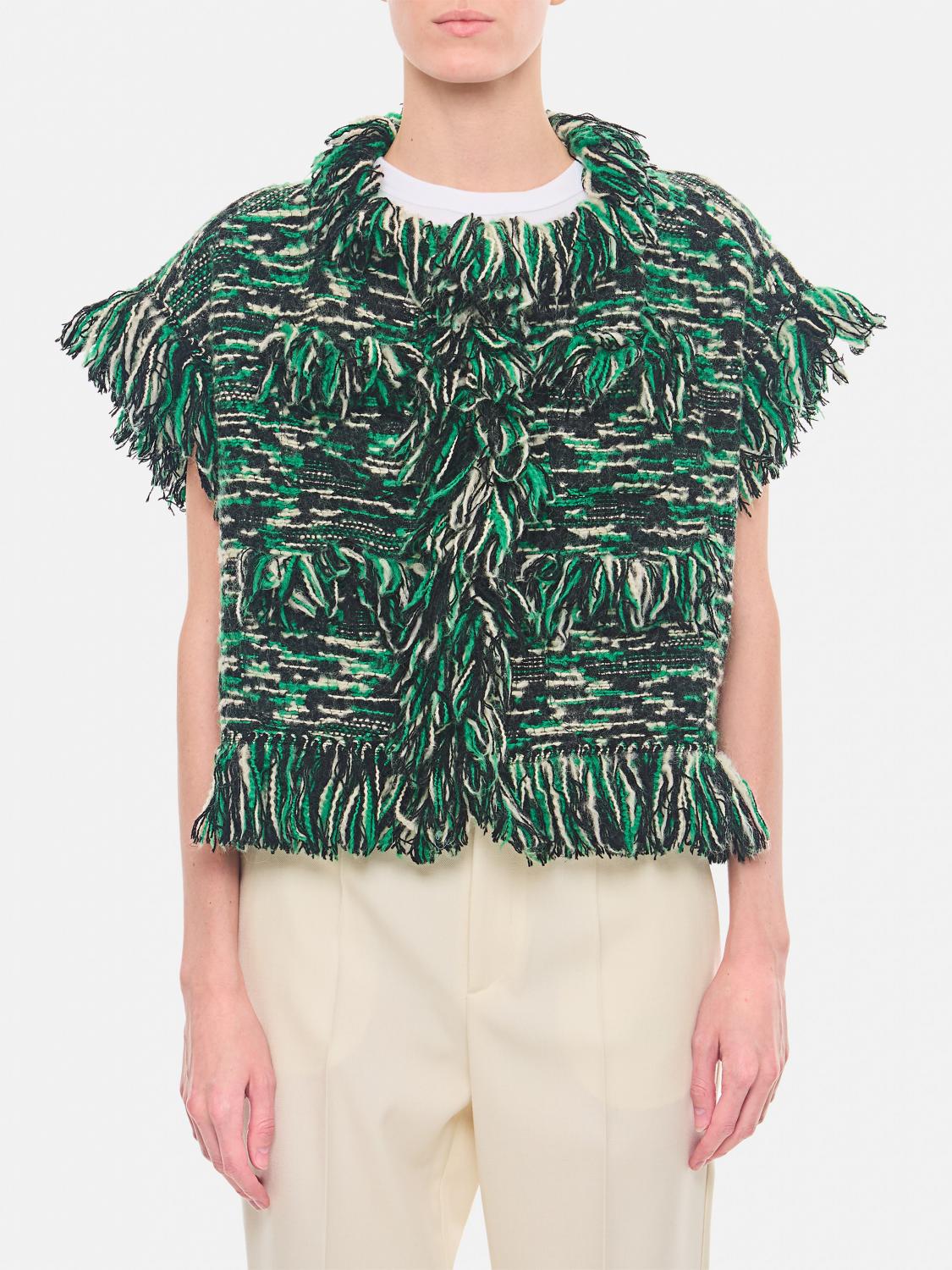 Shop Sacai Waistcoat  Woman Color Green In Grün