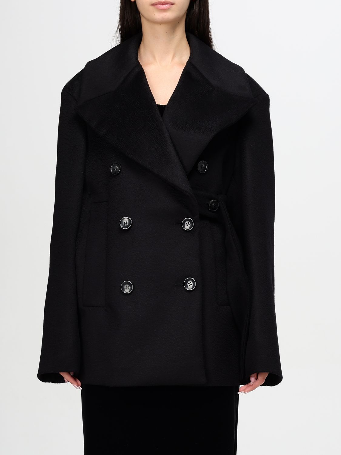 Shop Sportmax Coat  Woman Color Black In Schwarz