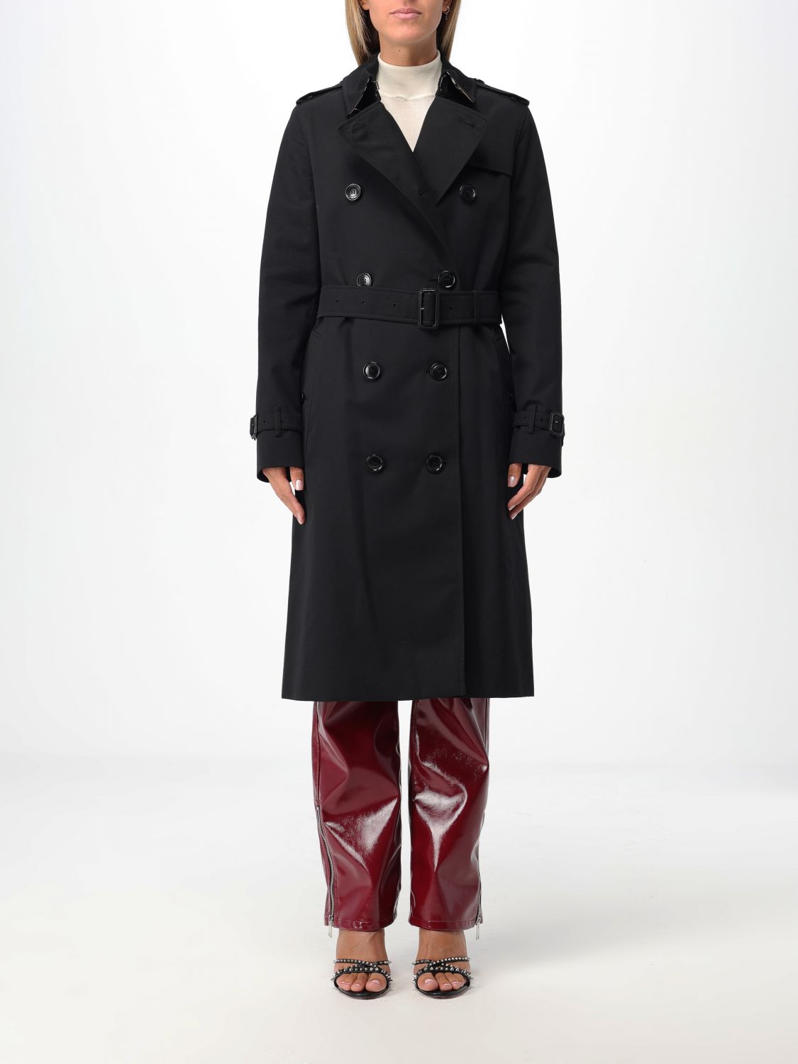 Shop Burberry Trench Coat  Woman Color Black In Schwarz