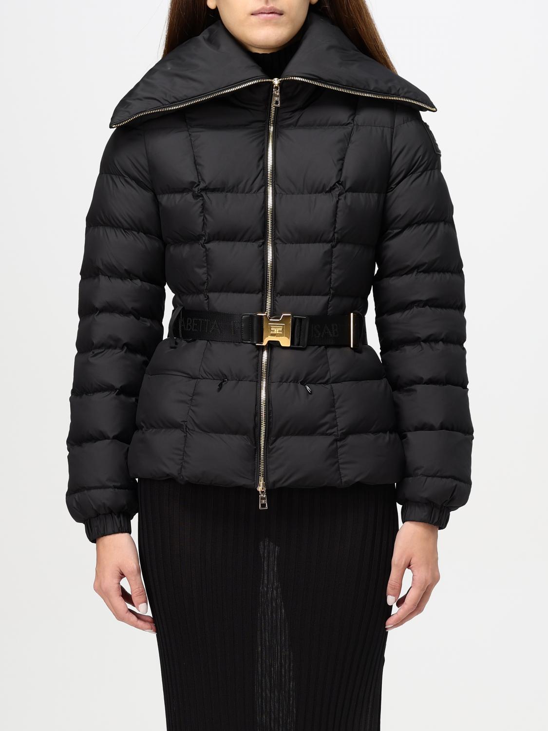 Elisabetta Franchi Quilted Puffer Jacket In Schwarz