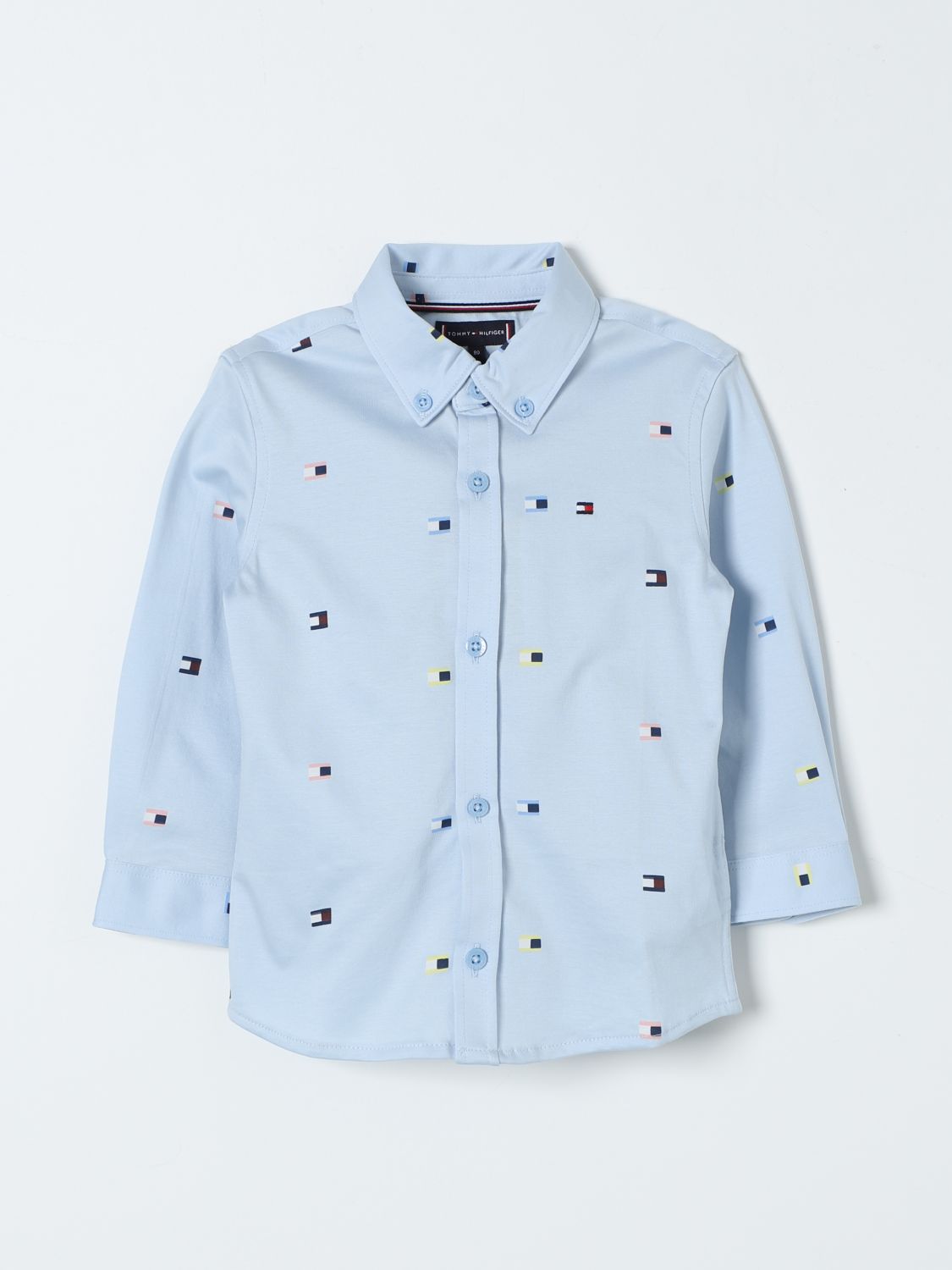 Shop Tommy Hilfiger Shirt  Kids Color Sky Blue In Hellblau