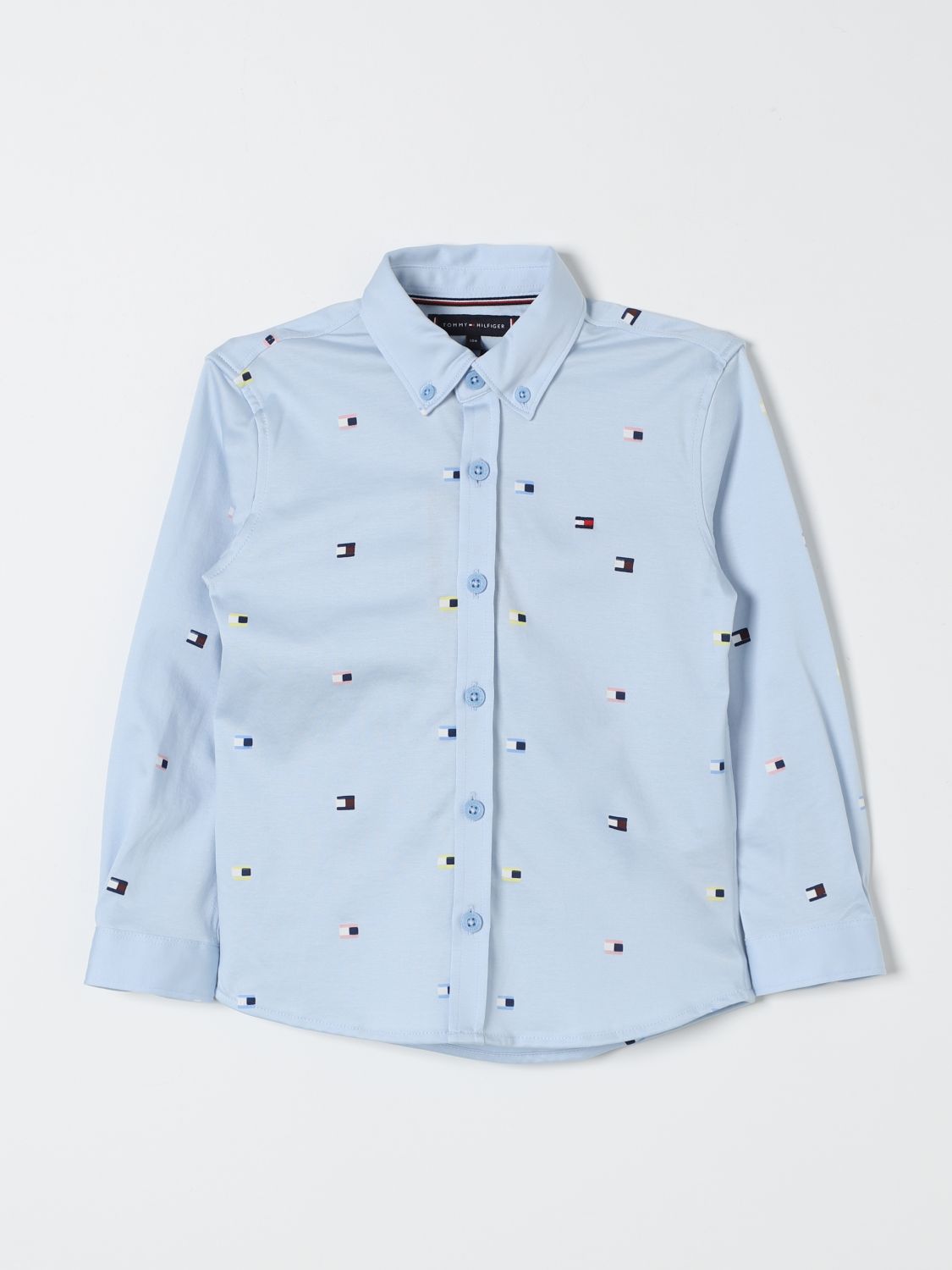 Shop Tommy Hilfiger Shirt  Kids Color Sky Blue In Hellblau