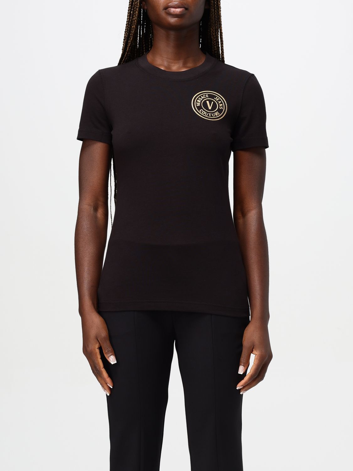 Shop Versace Jeans Couture T-shirt  Woman Color Black In Schwarz