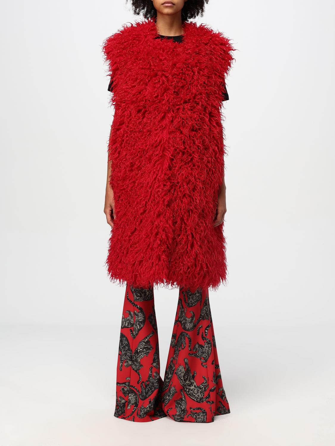 Shop Just Cavalli Fur Coats  Woman Color Red In Rot