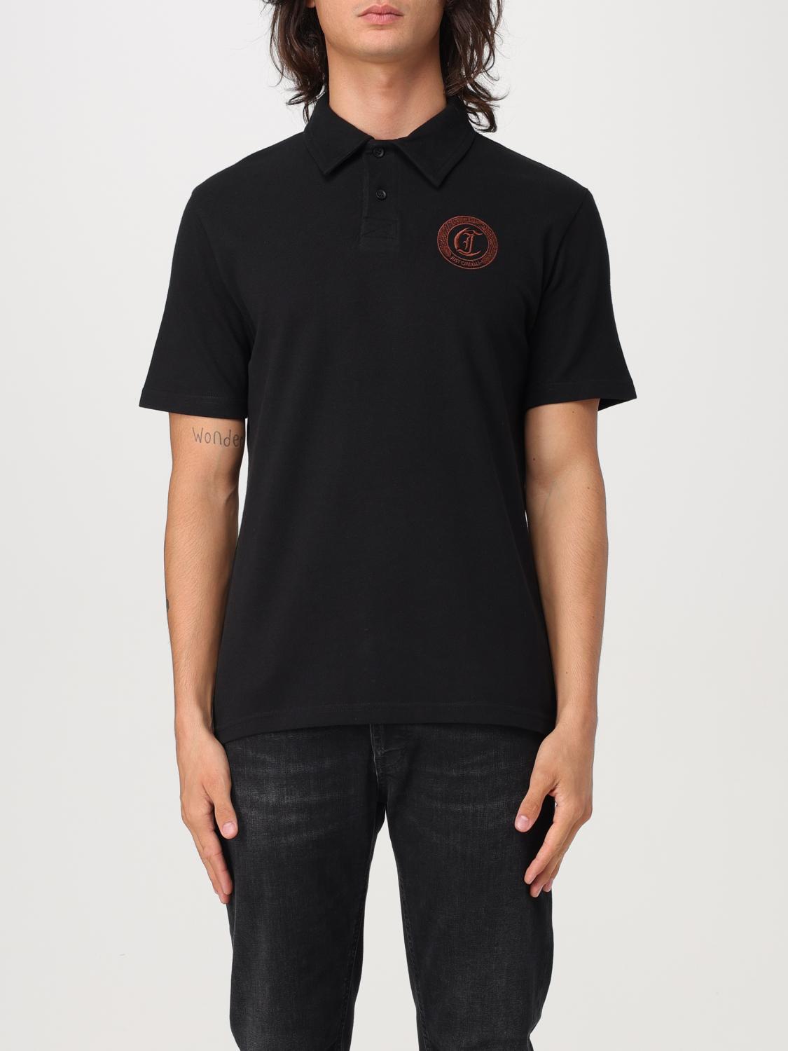 Just Cavalli Logo-embroidered Polo Shirt In Schwarz