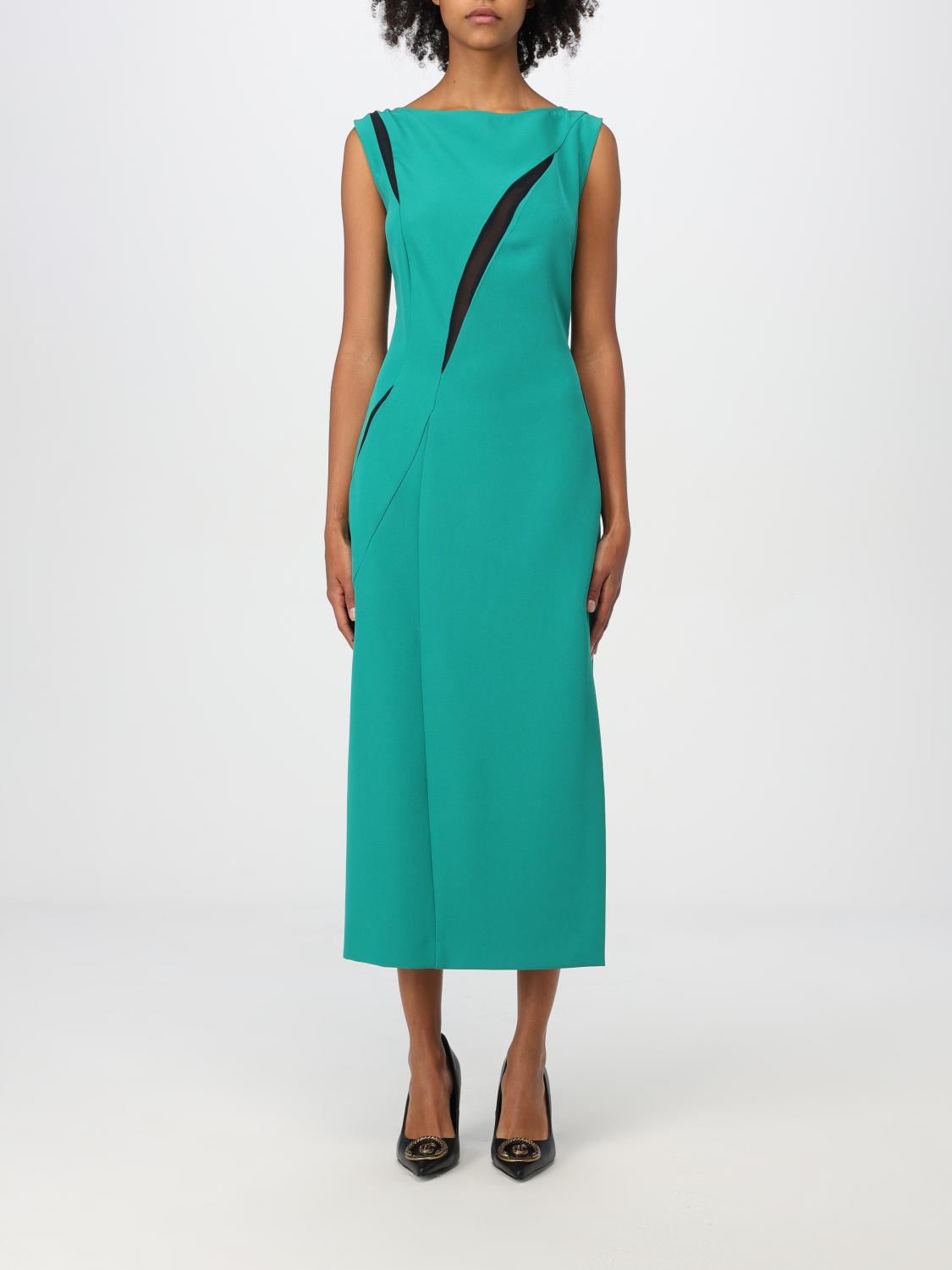 Shop Just Cavalli Dress Woman Color Green In Grün