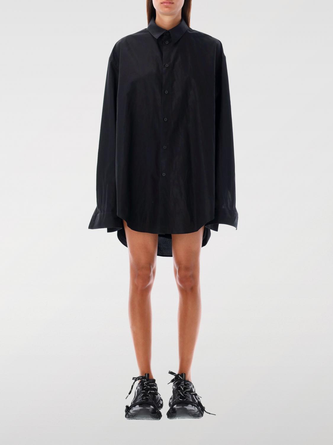 Balenciaga Swing Cotton Shirt With Balennciaga Embroidery In Schwarz