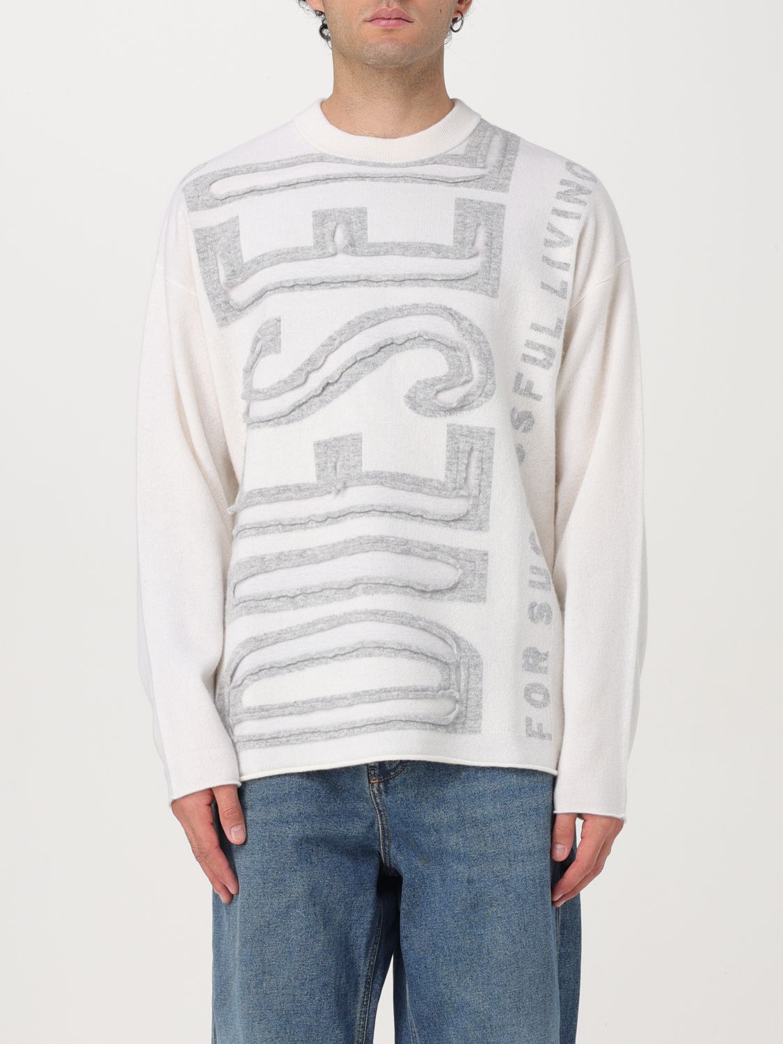 Shop Diesel Sweater  Men Color White In Weiss