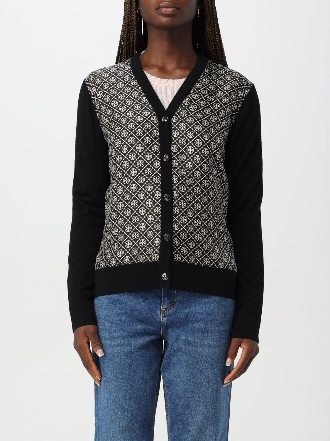 Shop Tory Burch Cardigan  Woman Color Black In Schwarz