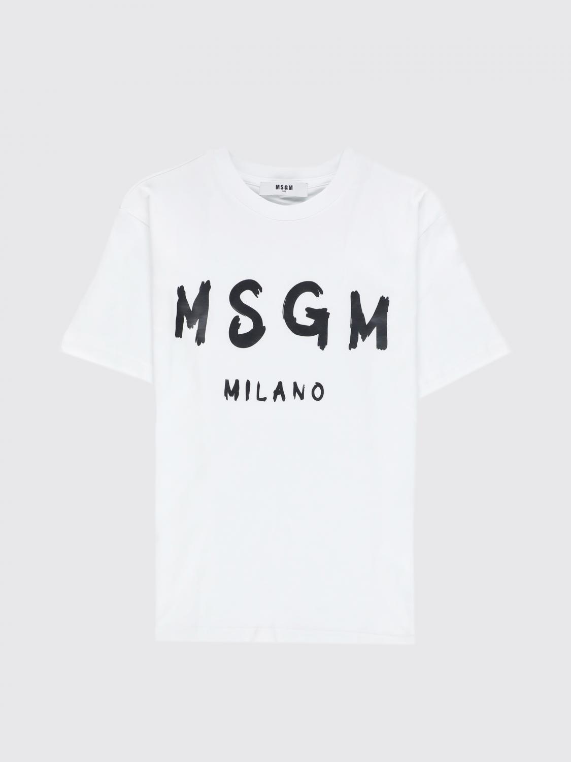 Shop Msgm T-shirt  Kids Color White In Weiss