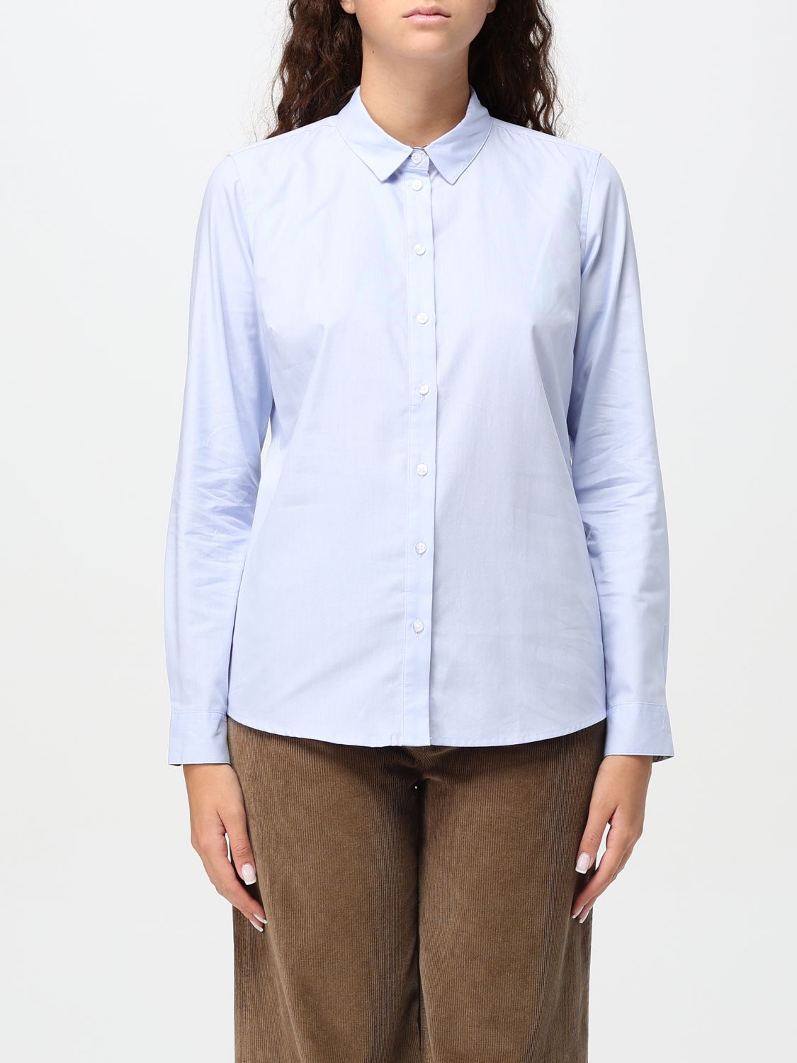 Shop Barbour Shirt  Woman Color Gnawed Blue In Hellblau