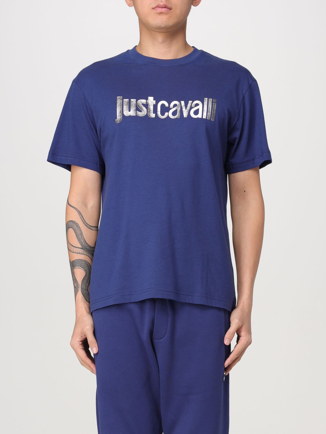 Shop Just Cavalli T-shirt  Men Color Blue In Blau