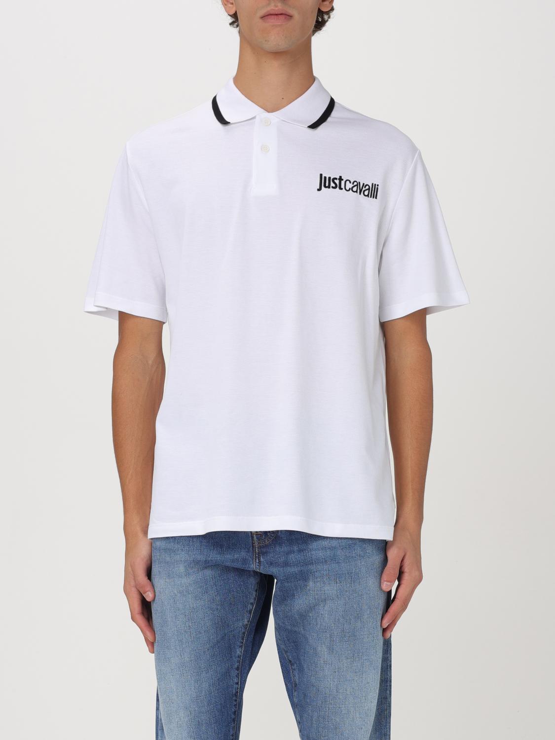 Just Cavalli Logo-embroidered Cotton Polo Shirt In Weiss
