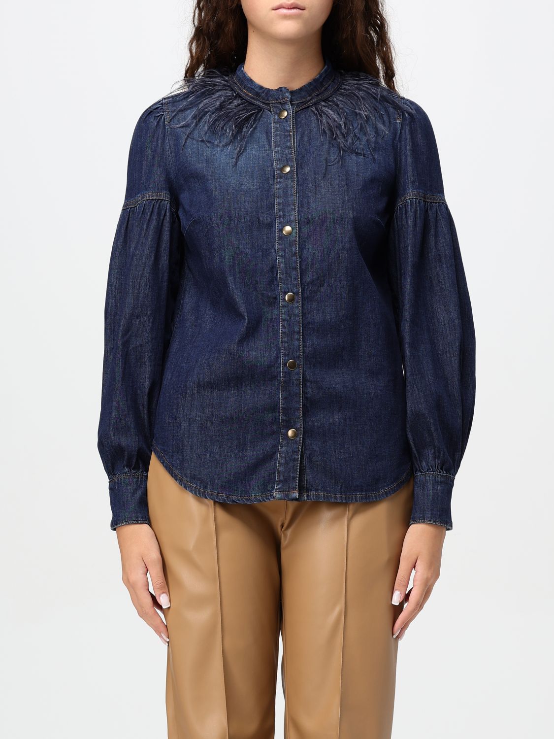 Shop Twinset Shirt  Woman Color Denim