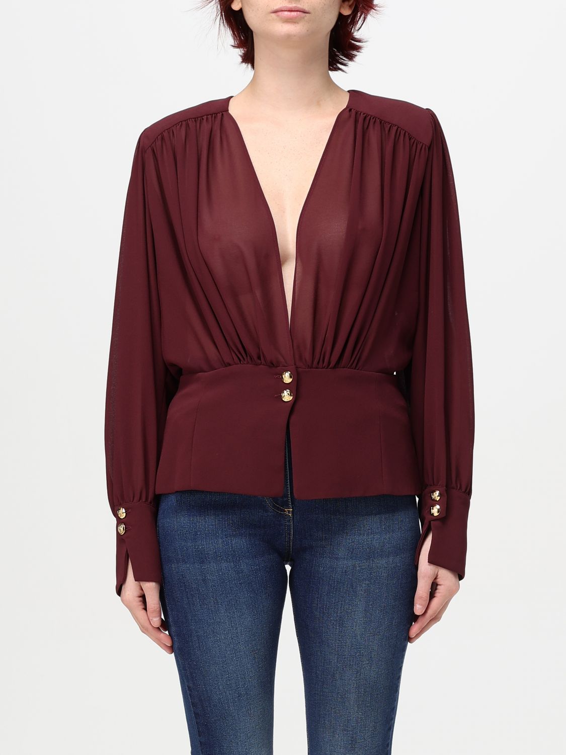 Shop Elisabetta Franchi Top  Woman Color Burgundy In Burgunderrot