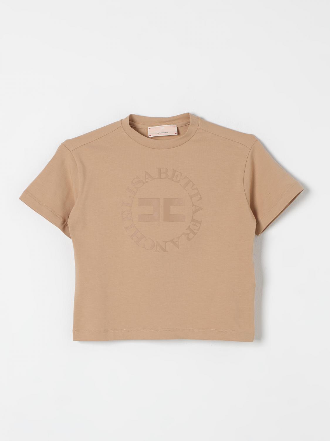 Shop Elisabetta Franchi La Mia Bambina T-shirt  Kids Color Camel