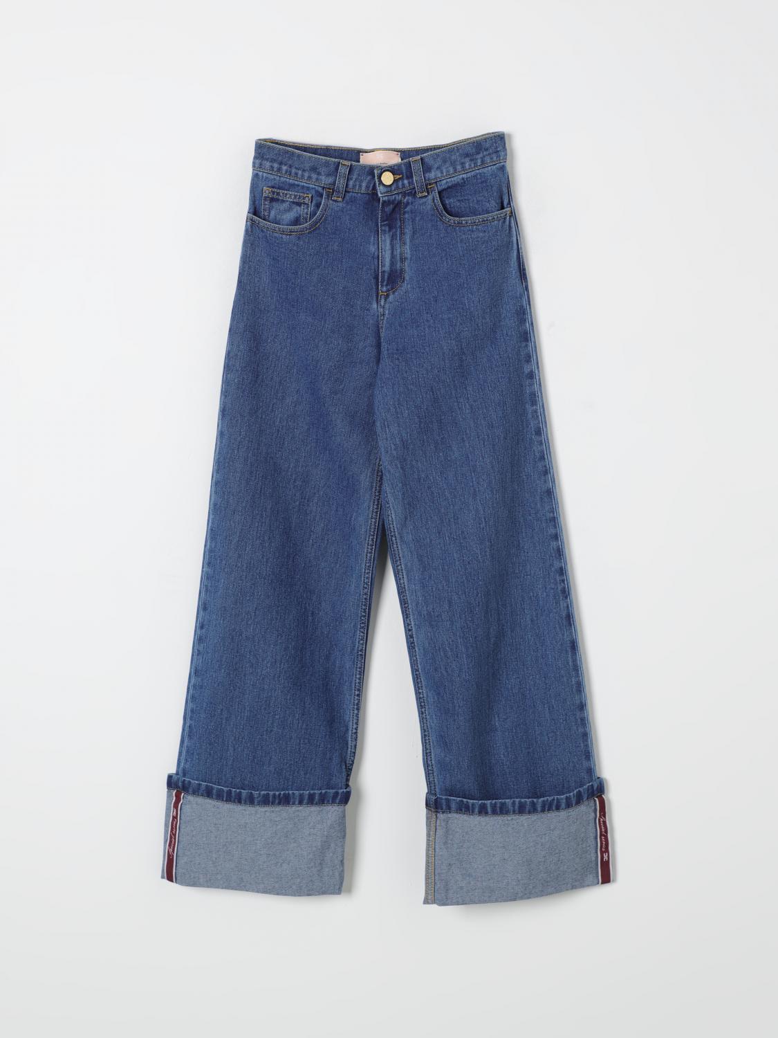 Shop Elisabetta Franchi La Mia Bambina Jeans Kids Color Denim