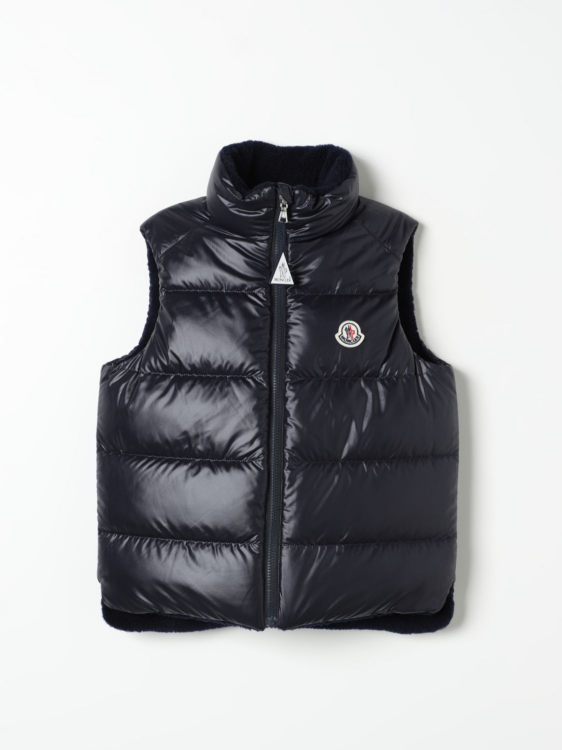 Shop Moncler Waistcoat  Kids Color Blue In Blau