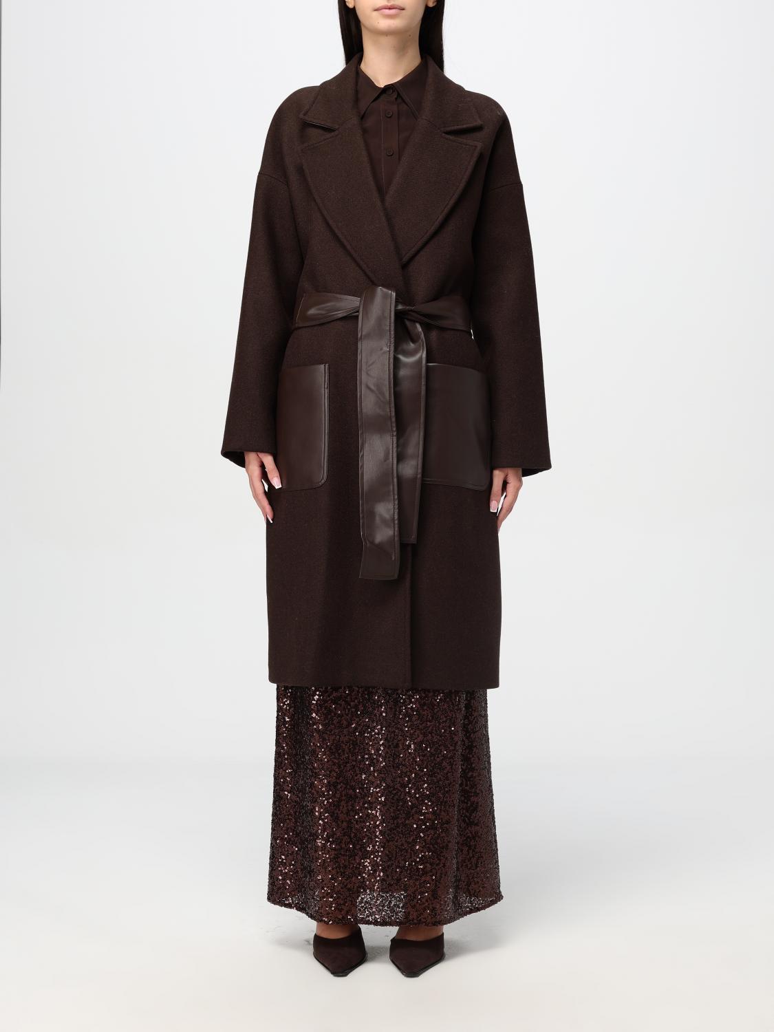 Shop Twinset Coat  Woman Color Brown In Braun