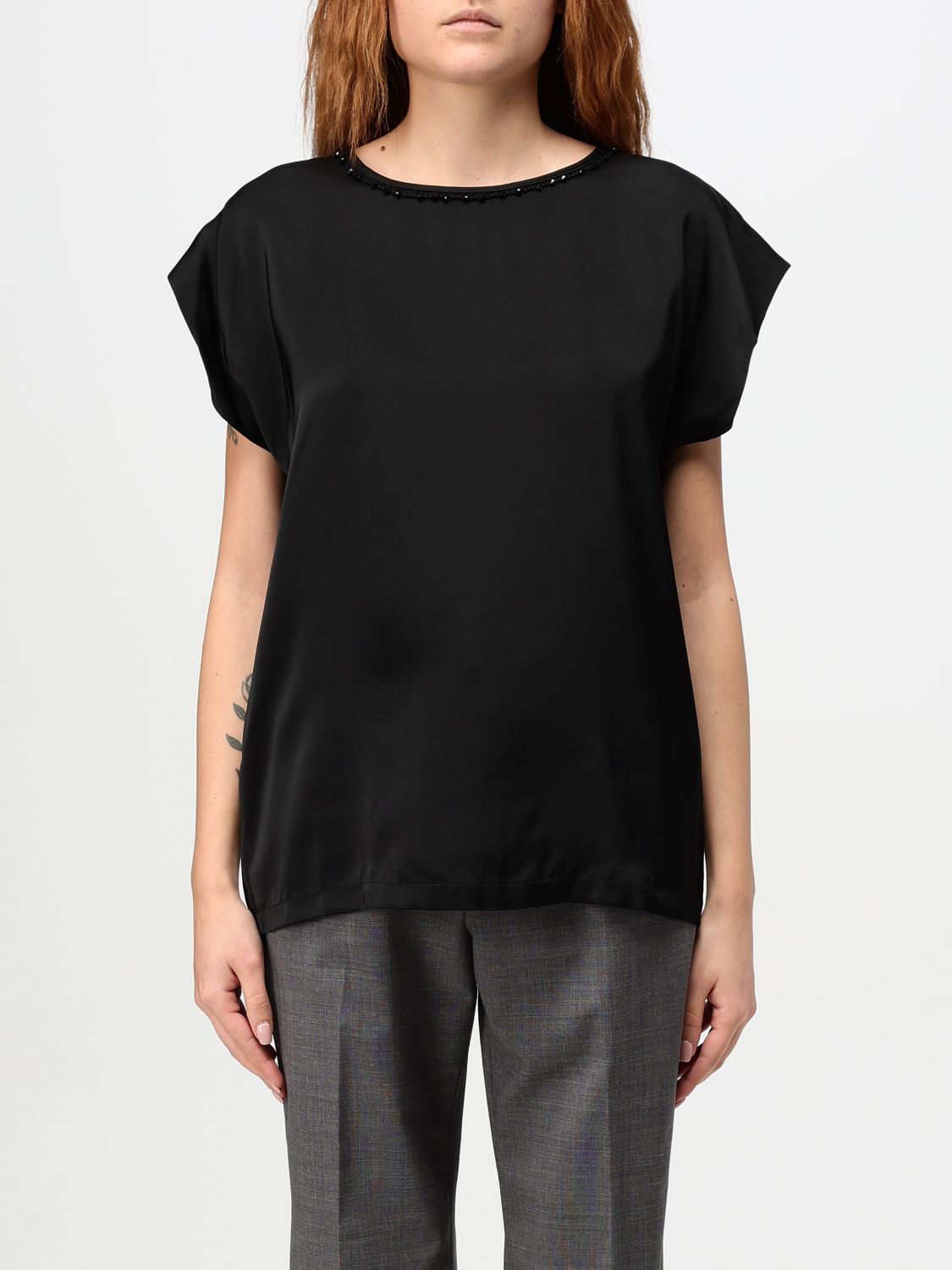 Shop Fabiana Filippi Top  Woman Color Black In Schwarz