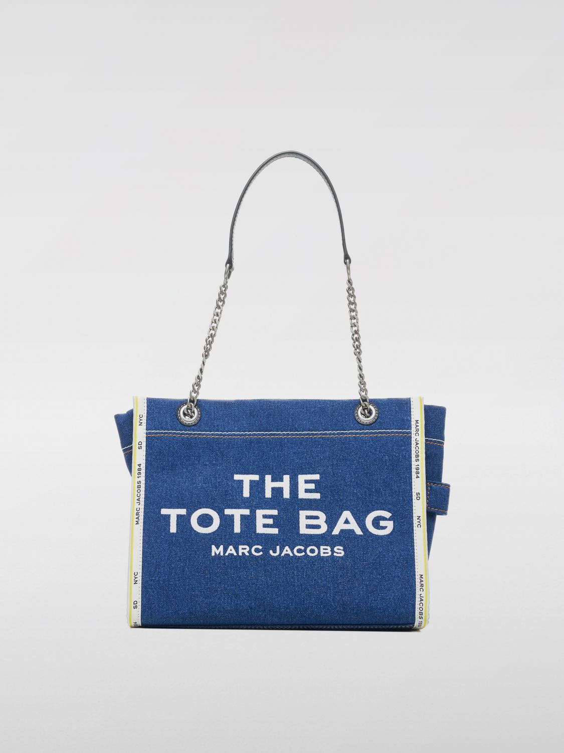 Marc Jacobs Sac Cabas The Denim Chain Micro Tote Bag In Blue