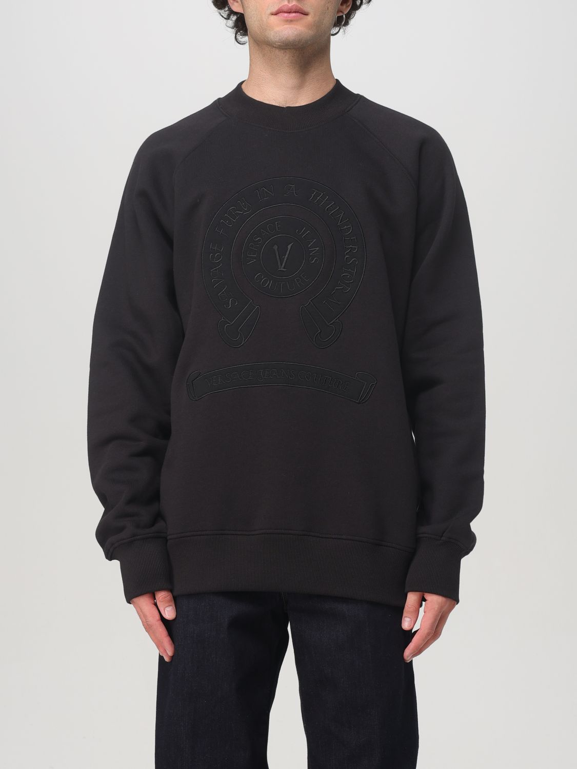 Shop Versace Jeans Couture Sweater  Men Color Black In Schwarz