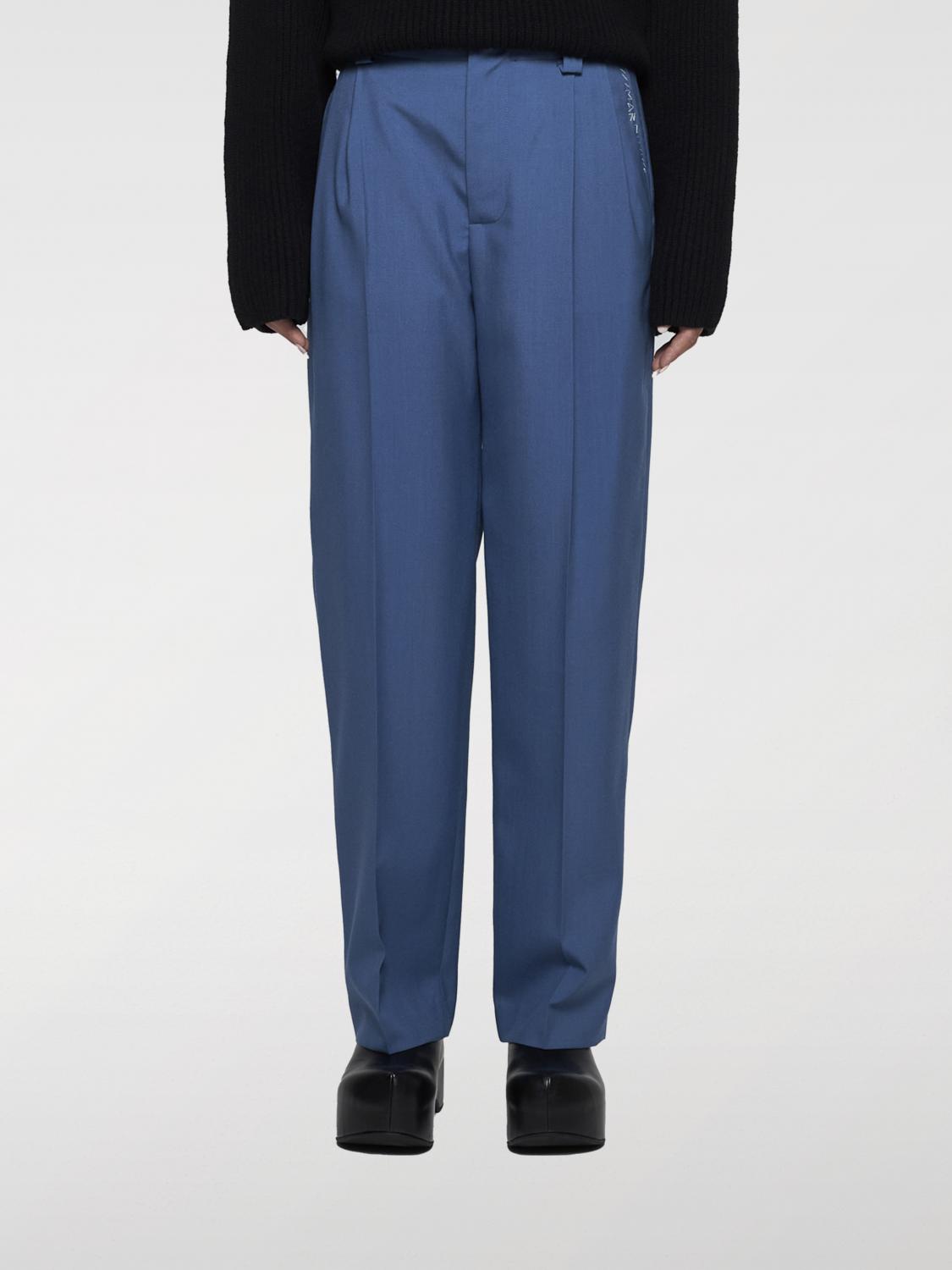 Marni High-waisted Wide-leg Trousers With Sharp Pleats In Blau