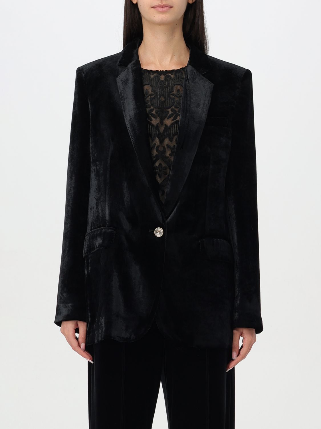 Shop Etro Jacket  Woman Color Black In Schwarz